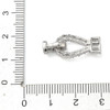 Fold Over Clasp, Teardrop, 22mm, Brass, Platinum Plated, Cubic Zirconia, 1 Set