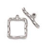 Toggle Clasp, Wavy Square, 25x20x2.5mm, 27mm bar, Stainless Steel, 2 Sets