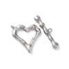 Toggle Clasp, Heart, 22x21x4mm, 30mm bar, Stainless Steel, 2 Sets