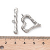 Toggle Clasp, Heart, 22x21x4mm, 30mm bar, Stainless Steel, 2 Sets