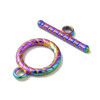 Toggle Clasp, 19x15x2mm, 21mm bar, Stainless Steel, Rainbow, 2 Sets