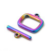 Toggle Clasp, Rectangle: 12x14x2mm, 16mm bar, Stainless Steel, Rainbow, 2 Sets