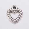 Heart Charm, 9.5x11mm, Antique Silver Plated Metal Alloy, 65 PCS
