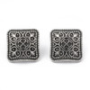 Shank Button, Square, 13x6.5mm, Antique Silver Plated Zinc Alloy, 10 PCS