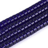 Glass Heishi, Transparent Dark Blue, One 4x8mm Strand, 14~15 inches