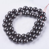 Hematite, Synthetic, Smooth Round, Magnetic, Grade A, One 10mm Strand