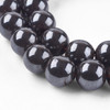 Hematite, Synthetic, Smooth Round, Magnetic, Grade A, One 10mm Strand