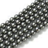 Glass Pearls, Dark Grey, 10mm, One 15in Strand
