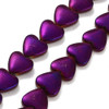 Hematite, Synthetic, Heart, Non-Magnetic, Purple Plated, One 10mm Strand