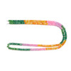 Cubic Zirconia, Tricolor, Dyed, Lab-Created, Faceted Rondelle, One 2x3mm Strand