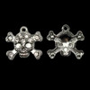 Bling Charm, Rhinestone, Skull & Crossbones, 19x17mm, Metal Alloy, 4 PCS
