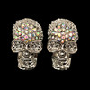 Bling Charm, Rhinestone, Skull, 24x14mm, Metal Alloy, 2 PCS