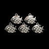 Bling Charm, Rhinestone, Fish, 17x19mm, Metal Alloy, 5 PCS