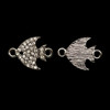 Bling Connector, Rhinestone, Fish, 21x15mm, Metal Alloy, 4 PCS