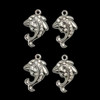 Bling Charm, Rhinestone, Dolphin, 23x16mm, Metal Alloy, 4 PCS