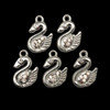 Bling Charm, Rhinestone, Swan, 18x12mm, Metal Alloy, 5 PCS