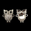 Bling Connector, Rhinestone, Owl, 19x22mm, Metal Alloy, 3 PCS