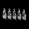 Bling Charm, Rhinestone, Cat, 9x25mm, Metal Alloy, 5 PCS