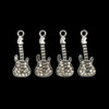 Bling Charm, Rhinestone, Guitar, 12x30mm, Metal Alloy, 4 PCS