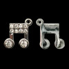 Bling Charm, Rhinestone, Music Note, 14x17mm, Metal Alloy, 4 PCS