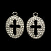 Bling Charm, Rhinestone, Cross, 17x24mm, Metal Alloy, 2 PCS