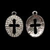 Bling Charm, Rhinestone, Cross, 17x24mm, Metal Alloy, 2 PCS