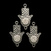 Bling Connector, Rhinestone, Hamsa, 21x35mm, Metal Alloy, 3 PCS