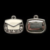 Bling Charm, Rhinestone & Enamel, Purse, 19x17mm, Metal Alloy, 3 PCS