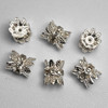 Bead Cap, Double End, Rhinestone, Clear, 10x8mm, Silver Plated Metal Alloy, 6 PCS