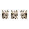 Bead Cap, Double End, Rhinestone, Clear, 10x8mm, Silver Plated Metal Alloy, 6 PCS