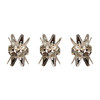 Bead Cap, Double End, Rhinestone, Clear, 9x5mm, Silver Plated Metal Alloy, 6 PCS