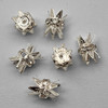 Bead Cap, Double End, Rhinestone, Clear, 9x5mm, Silver Plated Metal Alloy, 6 PCS