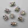 Bead Cap, Double End, Rhinestone, Clear AB, 8x6mm, Silver Plated Metal Alloy, 8 PCS