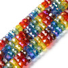Faceted Rondelle, Glass, Rainbow, 7x4.5mm, One 12in Strand