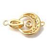 Fold Over Clasp, Moon, 26mm, Brass, 18K Gold Plated, Cubic Zirconia, 1 Set