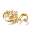 Fold Over Clasp, Moon, 26mm, Brass, 18K Gold Plated, Cubic Zirconia, 1 Set