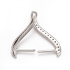 Pinch Bail, Side-to-Side, 18x20mm, Brass Core, Silver, Cubic Zirconia, 2 PCS