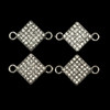 Bling Connector, Rhinestone, Rhombus, 23x16mm, Metal Alloy, 4 PCS