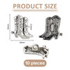 Shank Button, Cowboy Boot, 16x6mm, Antique Silver Plated Metal Alloy, 10 PCS