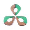 Wood & Resin, Pendant, Teardrop, Green, 32x28mm, 2 PCS