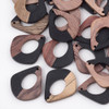 Wood & Resin, Pendant, Teardrop, Black, 32x28mm, 2 PCS