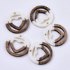 Wood & Resin, Pendant, Heart, White, 25mm, 2 PCS