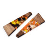 Wood & Resin, Pendant, Trapezoid, Orange & Yellow, Gold Foil, 58x20mm, 2 PCS