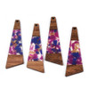 Wood & Resin, Pendant, Trapezoid, Pink & Purple, Gold Foil, 58x20mm, 2 PCS