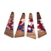 Wood & Resin, Pendant, Trapezoid, Red & Purple, Gold Foil, 58x20mm, 2 PCS