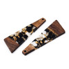 Wood & Resin, Pendant, Trapezoid, Black & White, Gold Foil, 58x20mm, 2 PCS