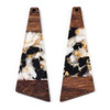 Wood & Resin, Pendant, Trapezoid, Black & White, Gold Foil, 58x20mm, 2 PCS