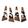 Wood & Resin, Pendant, Trapezoid, Black & White, Gold Foil, 58x20mm, 2 PCS