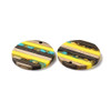 Wood & Resin, Pendant, Round, Turquoise & Yellow, 30mm, 2 PCS