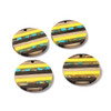 Wood & Resin, Pendant, Round, Turquoise & Yellow, 30mm, 2 PCS